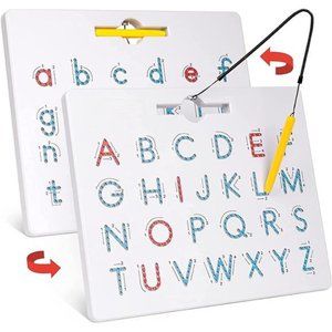 Double Sided Magnetic Letter Board - 2 in 1 Alphabet Magnets Tracing Board